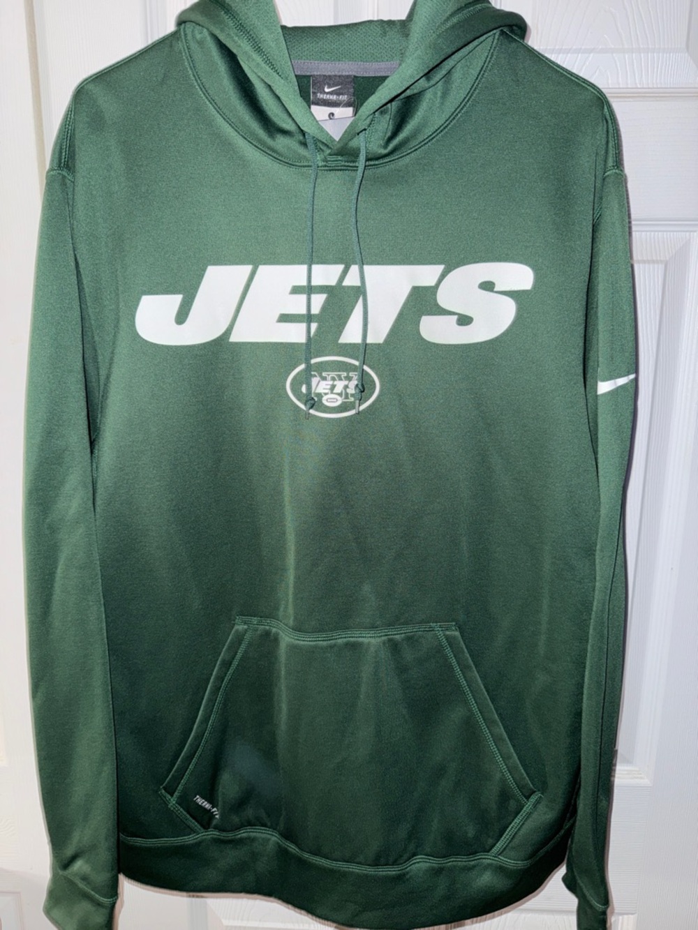 NWT Nike New York Jets NFL Therma-Fit Green Hooded Fleece Sweatshirt Sweater